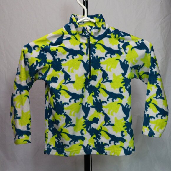 Kids Mountain Warehouse Yellow and Green Dinosaur Fleece Half-Zip Sweater 5-6 - Picture 1 of 6